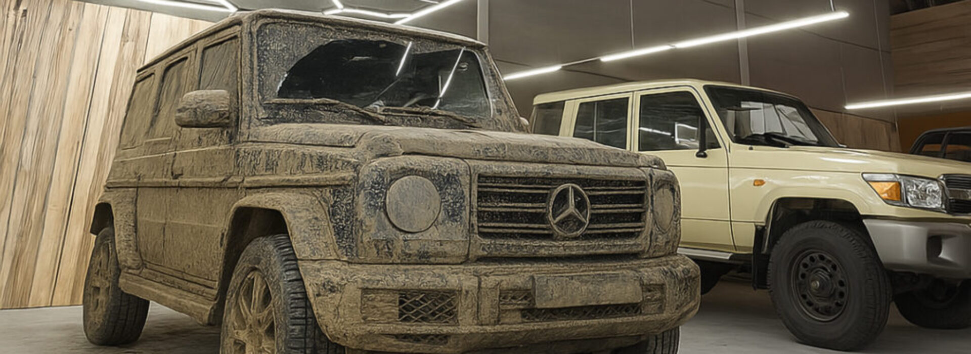 Vervuilde wagen voor reiniging